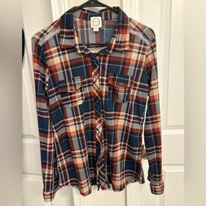 🌺 Blue Rain Brand Plaid Shirt - Women Size M
